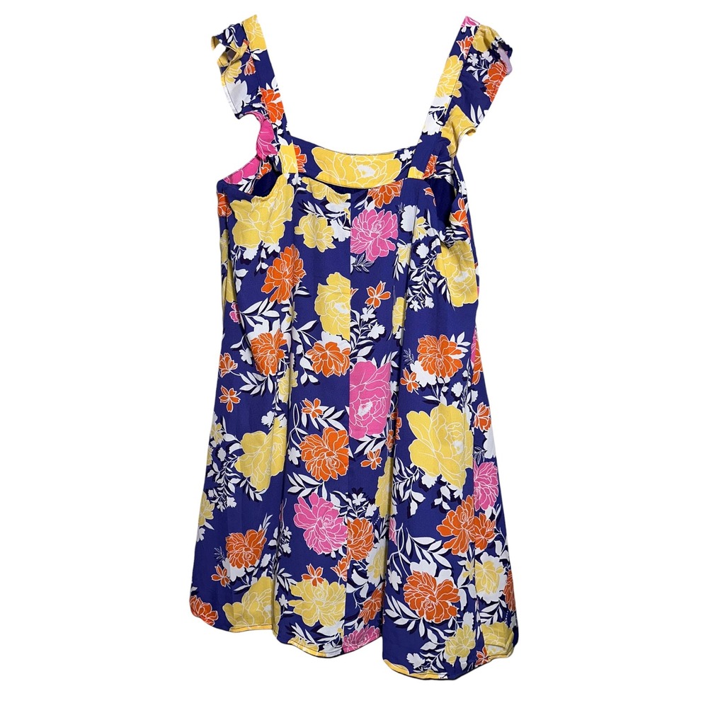Emily Wonder Floral Dress Womens L Purple Pink Yellow Sleeveless NWT